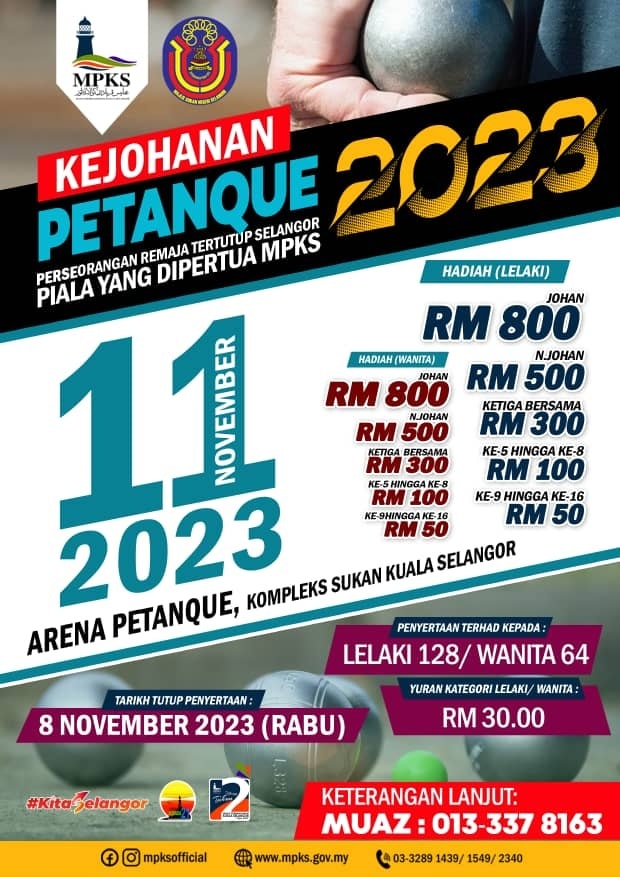 KEJOHANAN PETANQUE PERSEORANGAN REMAJA TERTUTUP SELANGOR PIALA YDP MPKS 2023